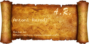 Antoni Rezső névjegykártya